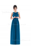 Blue Satin Draped/Ruffles Sleeveless Zipper Bridesmaid Dress