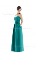 Floor-length Zipper Taffeta Draped/Flowers/Ruffles A-line Bridesmaid Dress