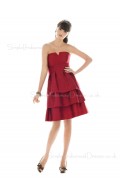 Burgundy Strapless Zipper Sleeveless Knee-length Bridesmaid Dress