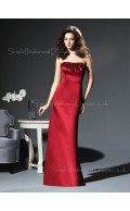 Sleeveless Sheath Floor-length Flowers Satin Bridesmaid Dress