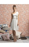 Ivory Natural Draped/Ruffles/Sash One-Shoulder A-line Bridesmaid Dress