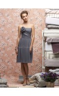 Chiffon Sleeveless Natural Draped/Flowers/Ruffle Knee-length Bridesmaid Dress