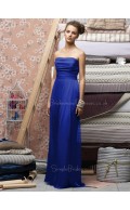 Empire Royal-Blue Draped/Ruffles Zipper Chiffon Bridesmaid Dress