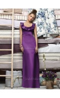 Sleeveless Empire Straps Grape Satin Bridesmaid Dress