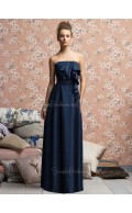 A-line Strapless Zipper Sleeveless Dark-Navy Bridesmaid Dress