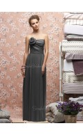 A-line Strapless Draped/Flowers/Ruffles Sleeveless Zipper Bridesmaid Dress