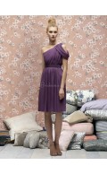 One-Shoulder Sleeveless Knee-length Draped/Ruffles A-line Bridesmaid Dress