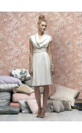Draped/Ruffles Elastic-Satin Sleeveless Knee-length White Bridesmaid Dress