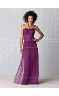 Dropped Chiffon Draped/Ruffles Halter Zipper Bridesmaid Dress