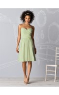 Draped/Flowers/Ruffles Knee-length Natural Chiffon A-line Bridesmaid Dress