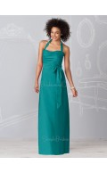 Sheath Sleeveless Blue Halter Zipper Bridesmaid Dress