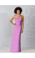 Zipper Sheath Flowers/Ruffles Sleeveless Chiffon Bridesmaid Dress