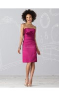 Strapless Zipper Natural Sheath Satin Bridesmaid Dress