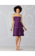 Grape Satin Knee-length Natural Zipper Bridesmaid Dress