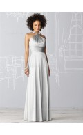Floor-length Sleeveless Silver Natural Draped/Ruffles Bridesmaid Dress