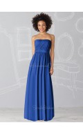 Sleeveless Royal-Blue Floor-length Chiffon Strapless Bridesmaid Dress