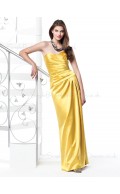 Sleeveless Draped/Ruffles Floor-length Natural Zipper Bridesmaid Dress