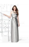 Zipper Draped/Sash Floor-length Silver Elastic-Satin Bridesmaid Dress