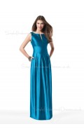 Zipper Blue A-line Elastic-Satin Natural Bridesmaid Dress