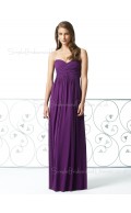 Chiffon Floor-length Draped/Ruffles A-line Grape Bridesmaid Dress