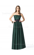 Dark-Green Strapless Elastic-Satin Backless Sleeveless Bridesmaid Dress