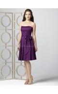 Satin-Chiffon Bow/Draped Knee-length Sleeveless Natural Bridesmaid Dress