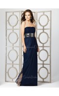 Draped/Ruffles/Sash Dark-Navy A-line Empire Chiffon Bridesmaid Dress