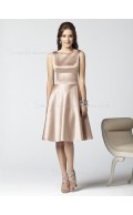 Sleeveless Knee-length A-line Champagne Draped/Ruffles Bridesmaid Dress