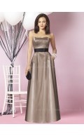 Zipper Brown Satin Floor-length A-line Bridesmaid Dress