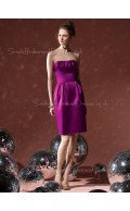 Sheath Grape Strapless Ruffles Satin Bridesmaid Dress