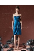Sheath Ruffles Sweetheart Knee-length Blue Bridesmaid Dress
