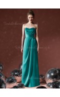 Elastic-Satin Natural A-line Floor-length Hunter Bridesmaid Dress