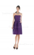 Sleeveless Strapless Draped Grape A-line Bridesmaid Dress