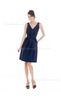 Natural Sleeveless Knee-length V-neck A-line Bridesmaid Dress