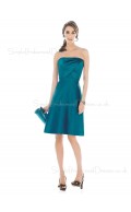 A-line Ruffles Strapless Satin Knee-length Bridesmaid Dress