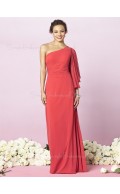 Red Zipper Empire Draped/Ruffles Floor-length Bridesmaid Dress