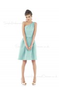 Zipper One-Shoulder Blue Ruffles Sleeveless Bridesmaid Dress