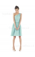 Zipper One-Shoulder Blue Ruffles Sleeveless Bridesmaid Dress