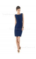 Bow Bateau Dark-Navy Natural Sleeveless Bridesmaid Dress