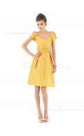 Knee-length Taffeta Gold Ruffles Natural Bridesmaid Dress