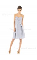 Zipper Natural A-line Silver Knee-length Bridesmaid Dress