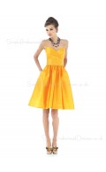 Knee-length Sleeveless Sweetheart Backless Draped/Ruffles Bridesmaid Dress