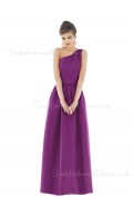 Satin Ruffles Floor-length A-line Zipper Bridesmaid Dress