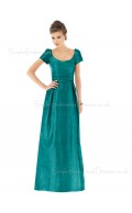 Taffeta A-line Ruffles Floor-length Bateau Bridesmaid Dress