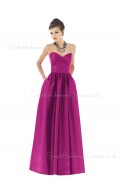 Floor-length Fuchsia Sleeveless Satin Backless Bridesmaid Dress
