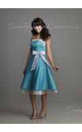 Bow/Draped/Ruffles/Sash Strapless Sleeveless Empire Zipper Bridesmaid Dress