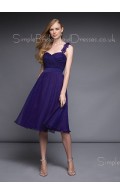 Zipper Chiffon A-line Royal-Blue One-Shoulder Bridesmaid Dress