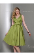 Sleeveless Zipper Draped/Ruffles A-line Knee-length Bridesmaid Dress