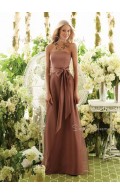 Sash A-line Chiffon Zipper Brown Bridesmaid Dress