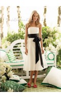 Empire Tea-length Chiffon White A-line Bridesmaid Dress